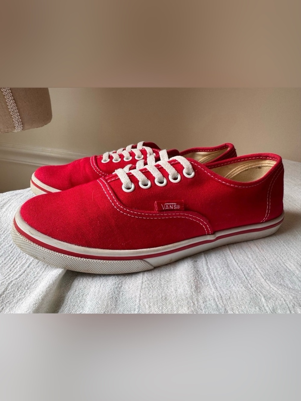 Vans Red Canvas Classic Sneakers Shoes Size 6